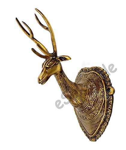 ESPLANADE - Brass Deer Head Vintage Wall Hanging | Decorative Items - Door Decor Home Decor | Golden - 9" Inches - Image 5
