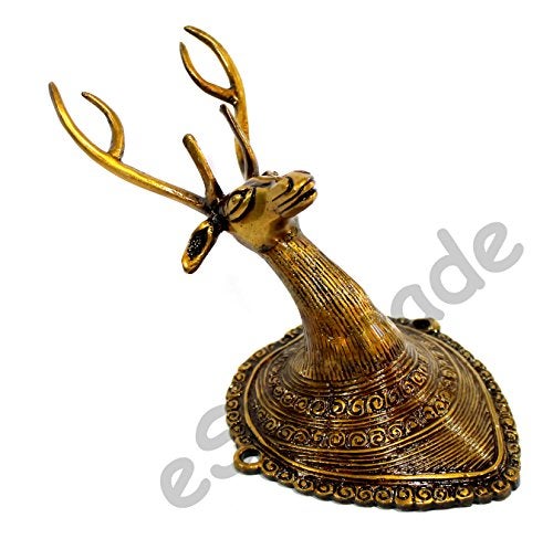 ESPLANADE - Brass Deer Head Vintage Wall Hanging | Decorative Items - Door Decor Home Decor | Golden - 9" Inches - Image 4