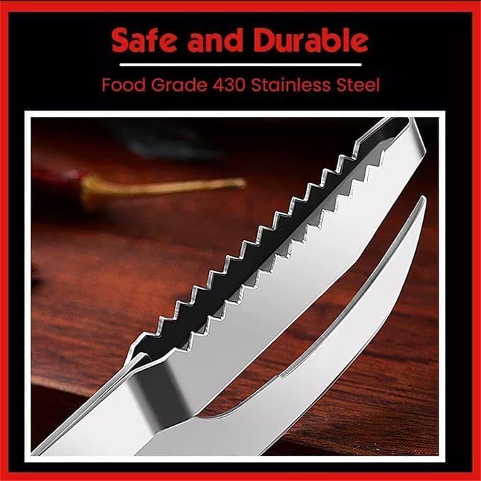 ABTER Stainless Steel 3-in-1 Fish Maw Knife with Sawtooth Scaler, Scale Remover & Brush Scraper - Multi-Function Tool for Easy Fish Prep & Cleaning  - Image 4