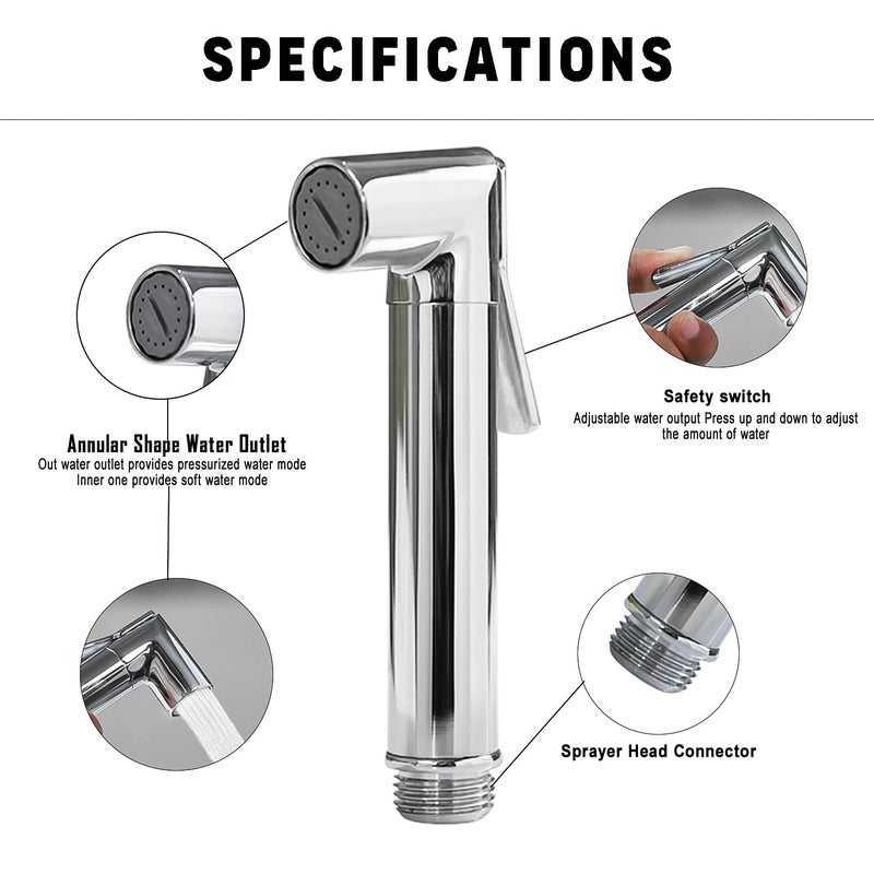 PIXELPACE Brass Health Faucet Set for BathroomJet Spray with Pipe for Toilet Shower Faucet with Ultra Flexible Shower Hose Jet Spray for ToiletAdjustable Water Pressure Control Wash Rover - Image 2