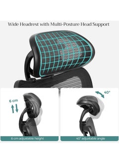SONGMICS SONGMICS Office Chair, Ergonomic Desk Chair, Computer Chair, Mesh Chair, Adjustable Lumbar Support and Headrest, 150 kg, Height-Adjustable, Black OBN063B01  - Image 5