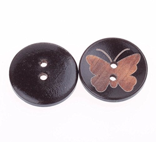 COTOWIN Pack of 20 1-Inch (25mm) Butterfly Wood Buttons Sewing Craft DIY Accessory - Image 4