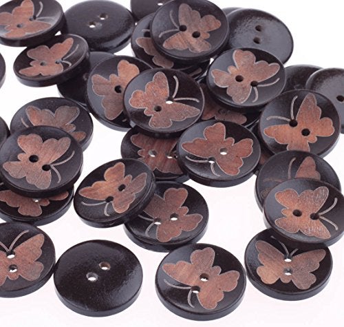 COTOWIN Pack of 20 1-Inch (25mm) Butterfly Wood Buttons Sewing Craft DIY Accessory - Image 1