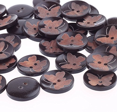 COTOWIN Pack of 20 1-Inch (25mm) Butterfly Wood Buttons Sewing Craft DIY Accessory - Image 2