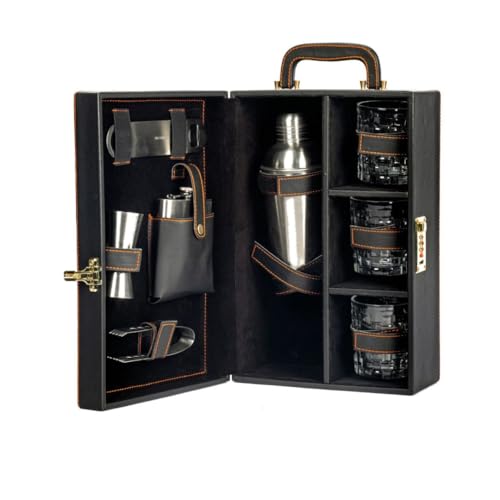 Abrazo Portable Barset | Bartender Kit | Bar Tool Set | Gifting | 8 Pieces Bar Tool Set | Black | Cocktail Shaker | Gift - Image 1