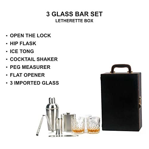 Abrazo Portable Barset | Bartender Kit | Bar Tool Set | Gifting | 8 Pieces Bar Tool Set | Black | Cocktail Shaker | Gift - Image 2