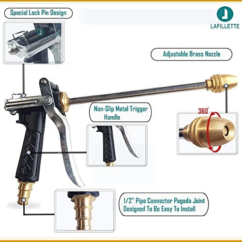 LAFILLETTE Metal Copper Home High Pressure Car Wash Watering Flower Rinse Water Spray Gun Head Shower Garden Supplies Household Water Spray Gun - Image 5