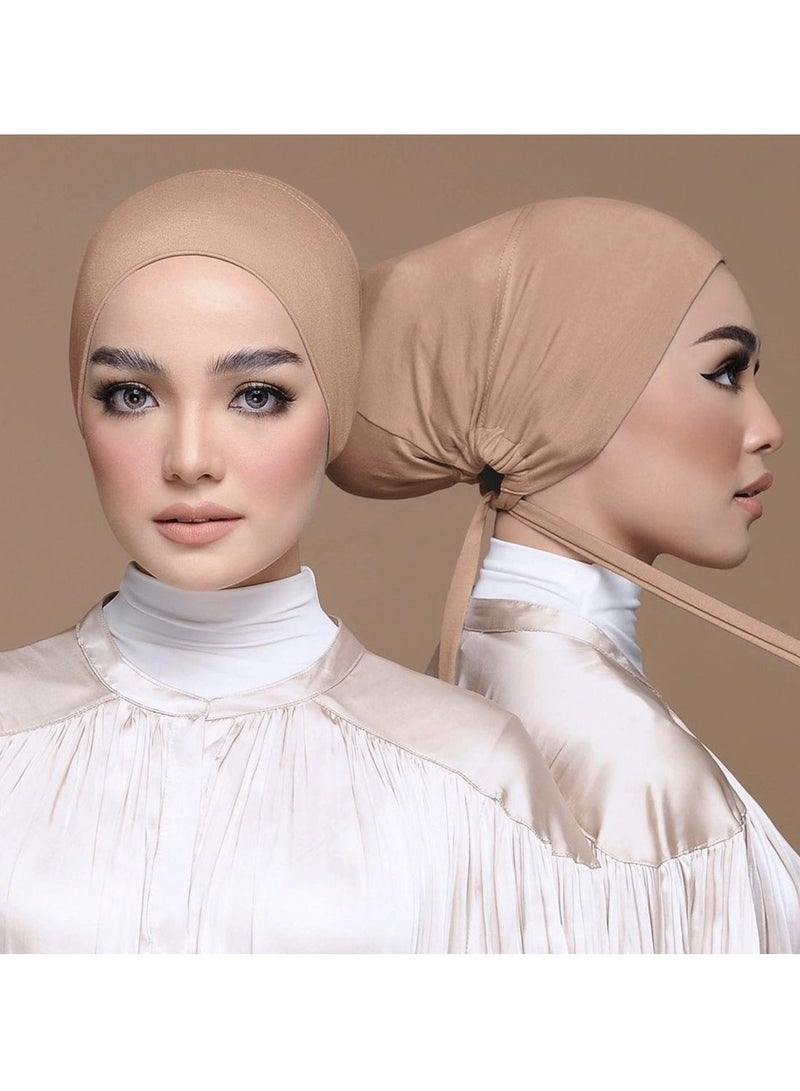Under Scarf Hijab Cap with Tie-Back Closure for Women, Set of 3  - Image 2