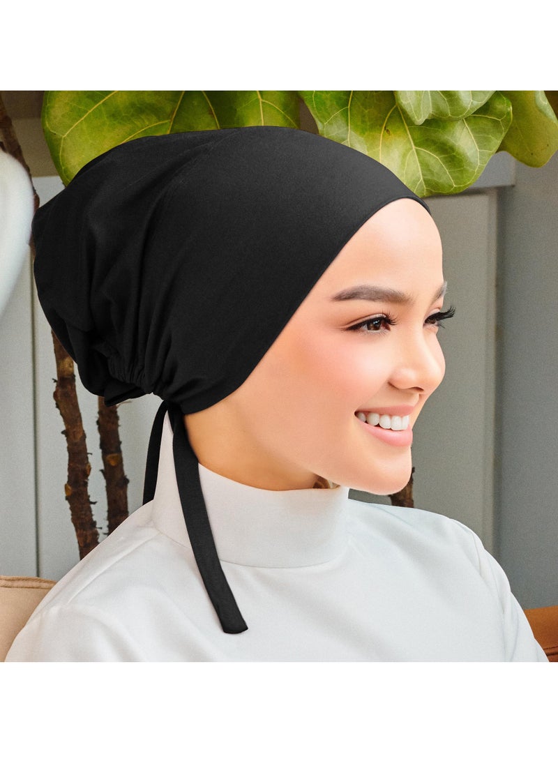 Under Scarf Hijab Cap with Tie-Back Closure for Women, Set of 3  - Image 3
