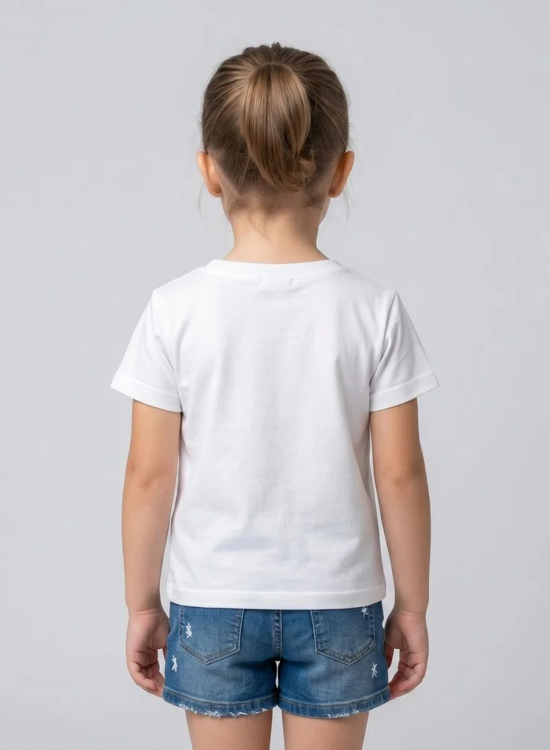 بيبي كلو Girls Cat Love White T-Shirt