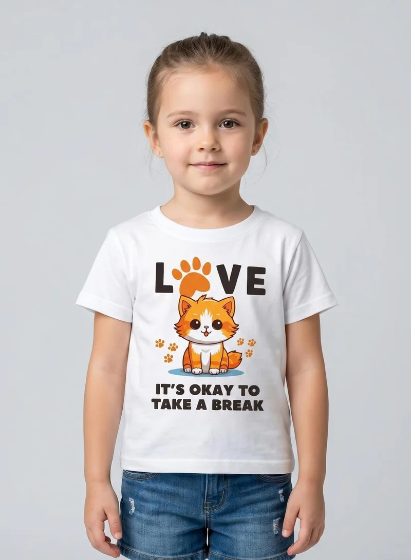 بيبي كلو Girls Cat Love White T-Shirt
