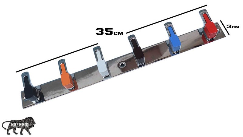 Bath Guru Premium Stainless Steel 304 Wall Hook Hanger for Clothes Towel etc. with Screw (6 Pin, Chrome Finish) (Model 1) - Image 2