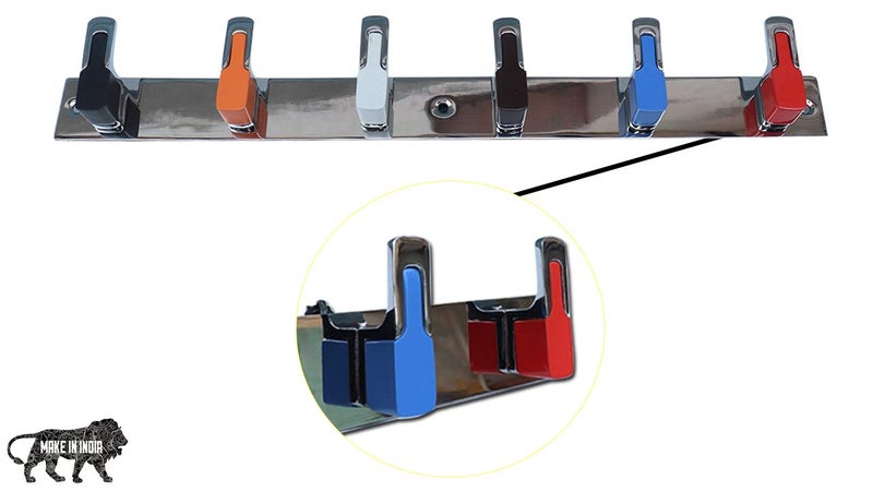 Bath Guru Premium Stainless Steel 304 Wall Hook Hanger for Clothes Towel etc. with Screw (6 Pin, Chrome Finish) (Model 1) - Image 1