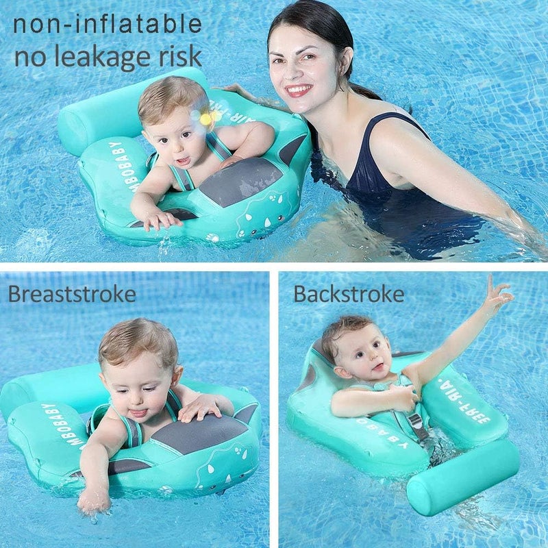 V Convey Mambobaby Float with Canopy and Tail New Upgraded Non-Inflatable Baby Pool Float Mambo Float Swim Trainer Solid Infant Swim Float Adjustable Pearl Foam Baby Swim Ring - Image 5