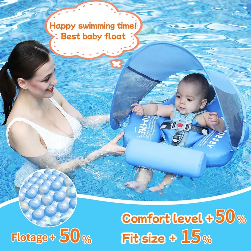 V Convey Mambobaby Float with Canopy and Tail New Upgraded Non-Inflatable Baby Pool Float Mambo Float Swim Trainer Solid Infant Swim Float Adjustable Pearl Foam Baby Swim Ring - Image 4