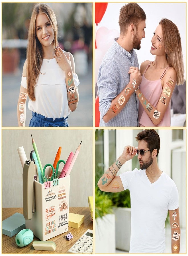 EoBeCy Christian Temporary Tattoos Stickers - 150+ Bible Verse Birthday Party Favors Decorations, Boho Christian Party Supplies for Teen/Adult (6 sheets) - Image 5