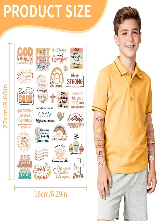 EoBeCy Christian Temporary Tattoos Stickers - 150+ Bible Verse Birthday Party Favors Decorations, Boho Christian Party Supplies for Teen/Adult (6 sheets) - Image 2