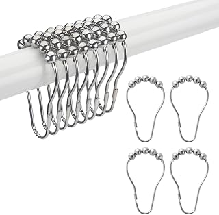 Titanker Titanker Shower Curtain Hooks Rings, Rust-Resistant Metal Shower Curtain Hooks Rings for Bathroom Shower Rods Curtains - Image 1