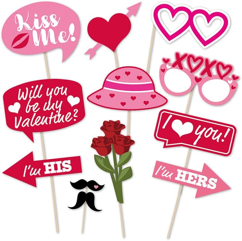 HANSAMU 25 Pcs Valentines Day Photo Booth Props Happy Lovers Selfie Photobooth Props Valentine Creative Funny Backdrop Decorations Supplies Wedding Party Games Selfie Posing Signs DIY Craft  - Image 4