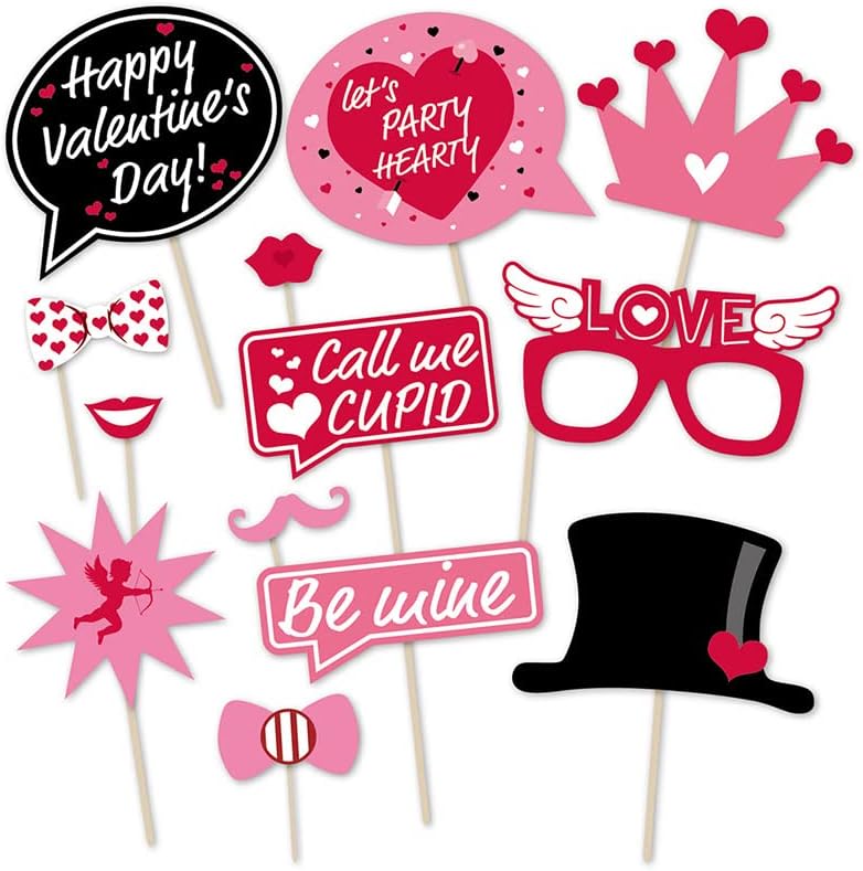 HANSAMU 25 Pcs Valentines Day Photo Booth Props Happy Lovers Selfie Photobooth Props Valentine Creative Funny Backdrop Decorations Supplies Wedding Party Games Selfie Posing Signs DIY Craft  - Image 3