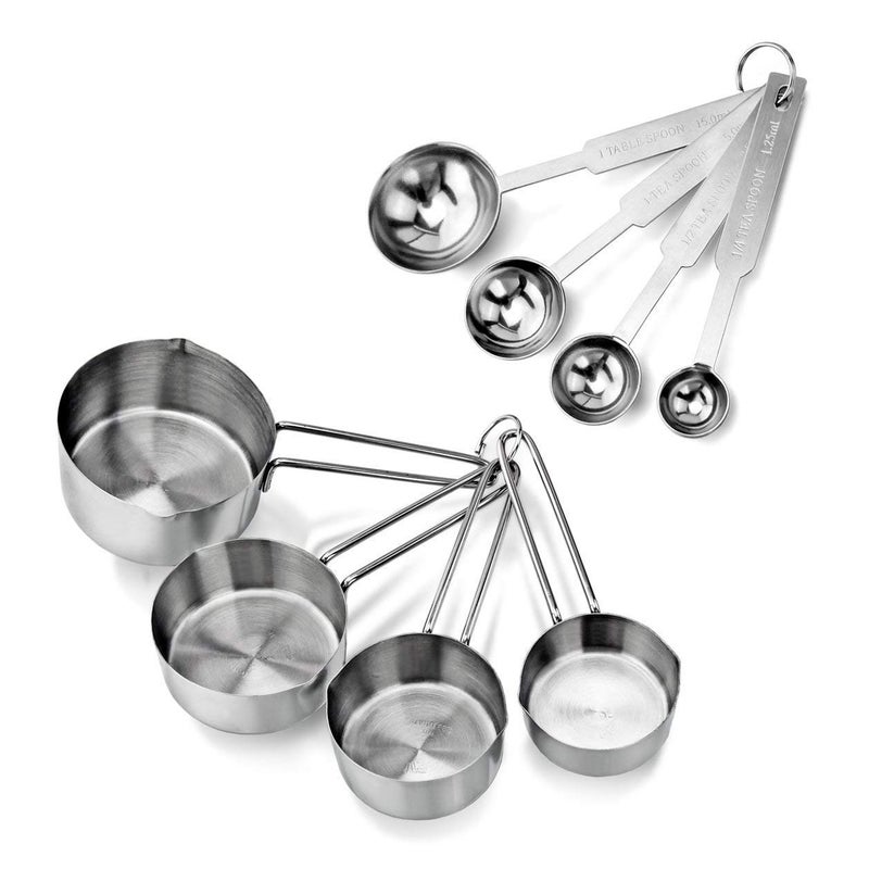 INKULTURE Stainless Steel Measuring Cups Spoon Combo for Dry or LiquidKitchen Gadgets for Cooking Baking CakesMeasuring Cup Set Combo with Handles Set of 4 Cups 4 Spoons - Image 1