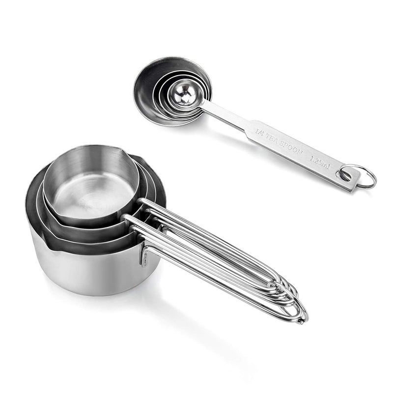 INKULTURE Stainless Steel Measuring Cups Spoon Combo for Dry or LiquidKitchen Gadgets for Cooking Baking CakesMeasuring Cup Set Combo with Handles Set of 4 Cups 4 Spoons - Image 2