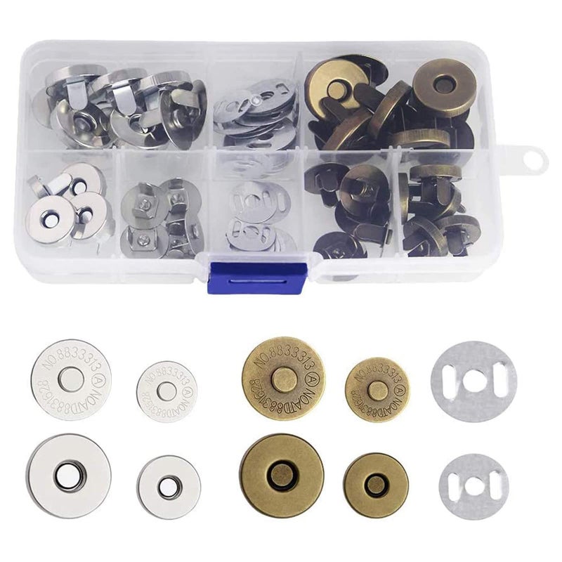 AITUOSI 20 Pcs Magnetic Snaps Buttons 14/18mm Metal Metal Bag Clasps Magnetic Button Fasteners for Purses, Sewing Craft, Bags, Clothes, Leather, Craft Making with Storage Box - Image 1