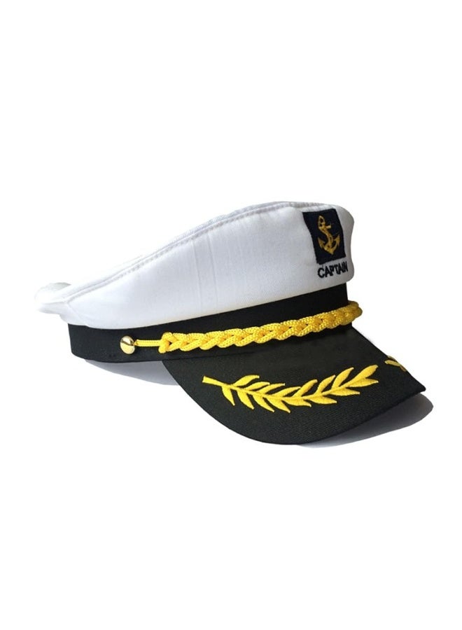 Soochat Captain Hat Nautical Sailor Skipper Hat Ship Yacht Boat Sailor Navy Marine Admiral Hat for Halloween Costume Accessory (White) - Image 1