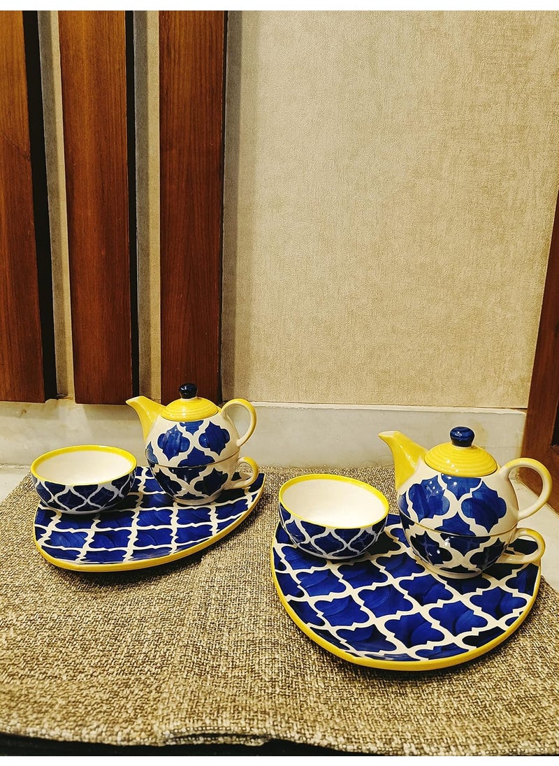 Caffeine Caffeine Ceramic Handmade Blue Umrao Combo Breakfast Set of 6 pcs  - Image 2