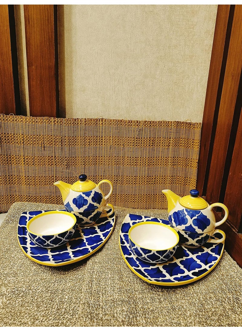 Caffeine Caffeine Ceramic Handmade Blue Umrao Combo Breakfast Set of 6 pcs  - Image 4