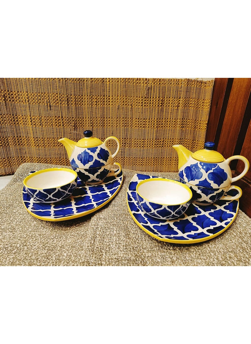 Caffeine Caffeine Ceramic Handmade Blue Umrao Combo Breakfast Set of 6 pcs  - Image 1