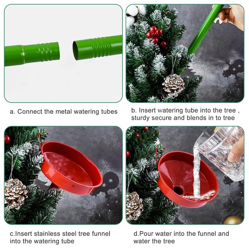 Emsiok 2Sets 47Inch Christmas Tree Watering Funnel, Wide Spout Christmas Tree Funnel Watering System with Green Stainless Steel Tubes Xmas Tree Watering Device Plant Watering Tool for Indoor Outdoor Plants - Image 5