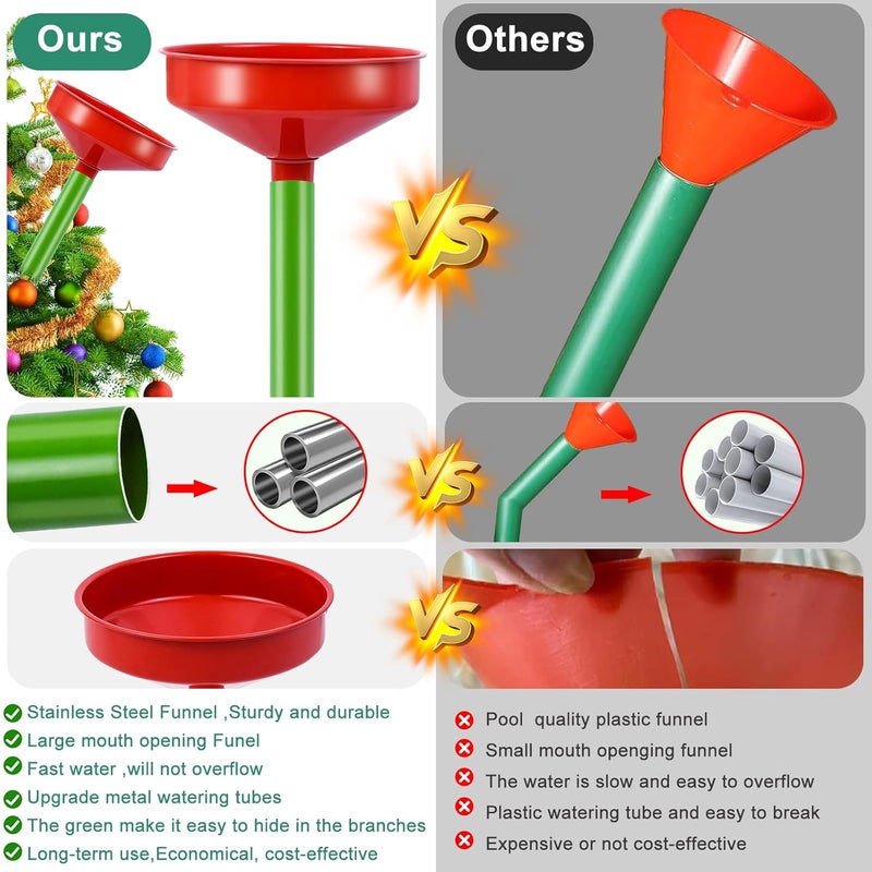 Emsiok 2Sets 47Inch Christmas Tree Watering Funnel, Wide Spout Christmas Tree Funnel Watering System with Green Stainless Steel Tubes Xmas Tree Watering Device Plant Watering Tool for Indoor Outdoor Plants - Image 4