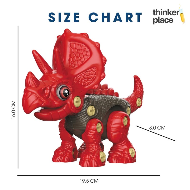 ThinkerPlace Large DIY Triceratops Dinosaur Kit with Motor Play | Learn About Motors | Take Apart Dinosaur Toys | Build, Play & Learn | STEM Educational Toy for Kids Age 4+ | Science & Learning Toy - Image 5