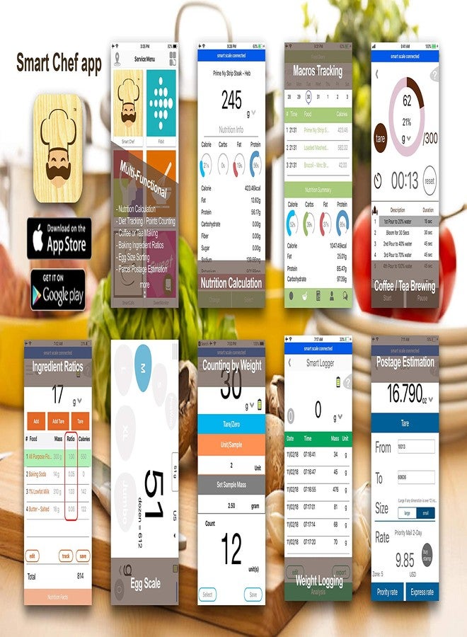 ريفليكس ميزان بيض فائق - قياس حجم البيض، وتصنيفه، وتحليل وزنه، ميزان رقمي عاكس 3000 غرام / 0.1 غرام، قابل لإعادة الشحن عبر منفذ USB، محمول، دقيق، سطح معدني من الفولاذ المقاوم للصدأ - Image 2