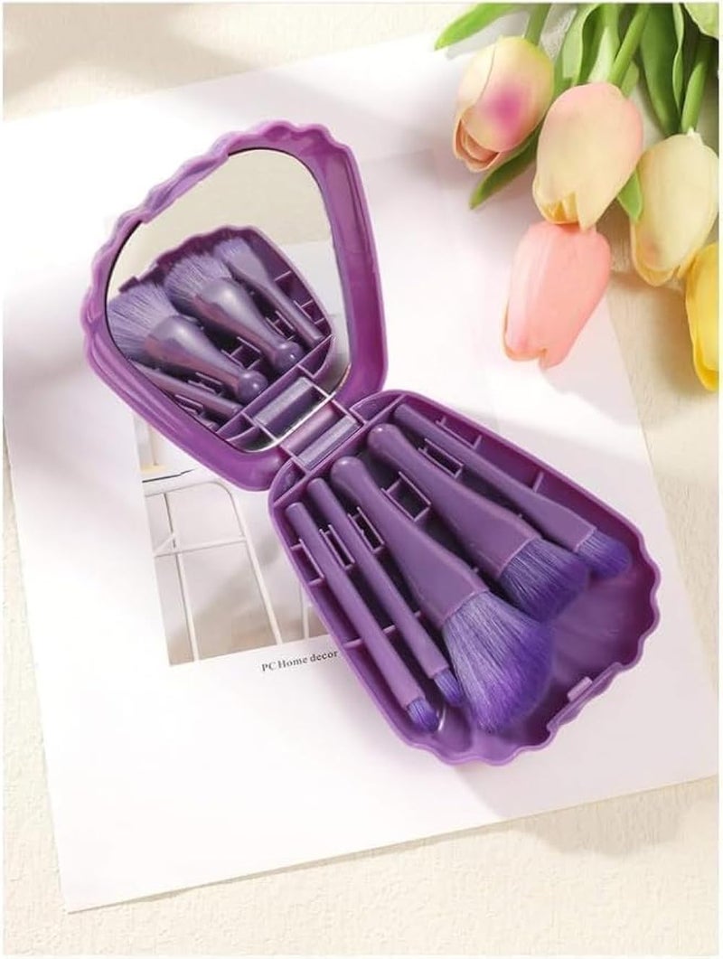 Seashell Makeup Brush Set with Mirror – Multicolor Beauty Tool for Powder, Lipstick, Eyeshadow & Cream | Professional & Travel-Friendly Brush Set - Image 4