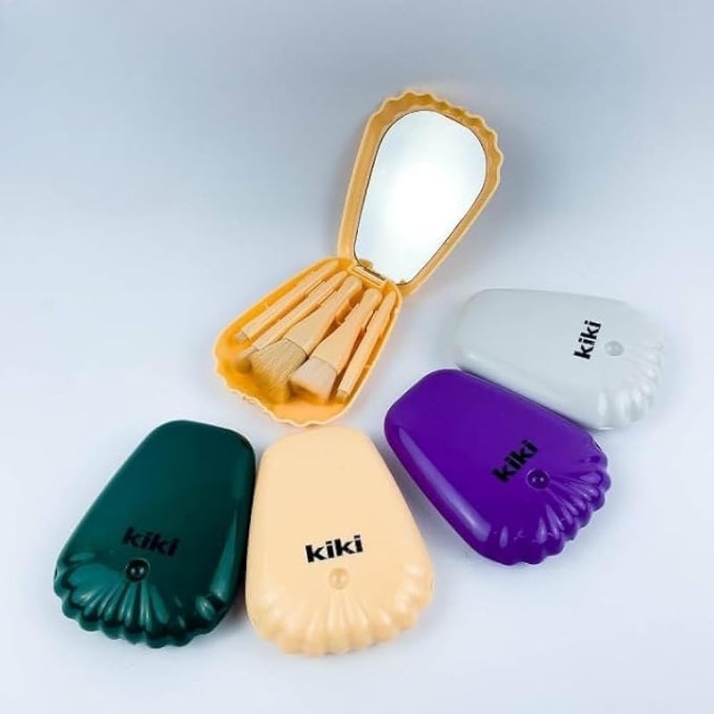 Seashell Makeup Brush Set with Mirror – Multicolor Beauty Tool for Powder, Lipstick, Eyeshadow & Cream | Professional & Travel-Friendly Brush Set - Image 2