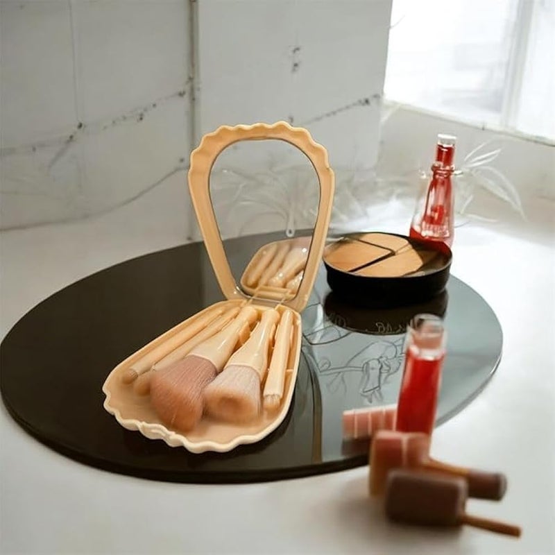 Seashell Makeup Brush Set with Mirror – Multicolor Beauty Tool for Powder, Lipstick, Eyeshadow & Cream | Professional & Travel-Friendly Brush Set - Image 5