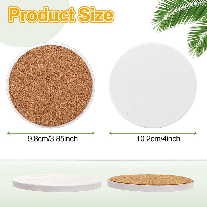 APACALI Ceramic Coasters Set of 25, 10 x 10cm / 4 x 4Inch Ceramic Tiles, Round Ceramic Coasters with Cork Backing Pads, Sublimation Coasters Blank for Inks Art Painting DIY, 7mm Thick - Image 2