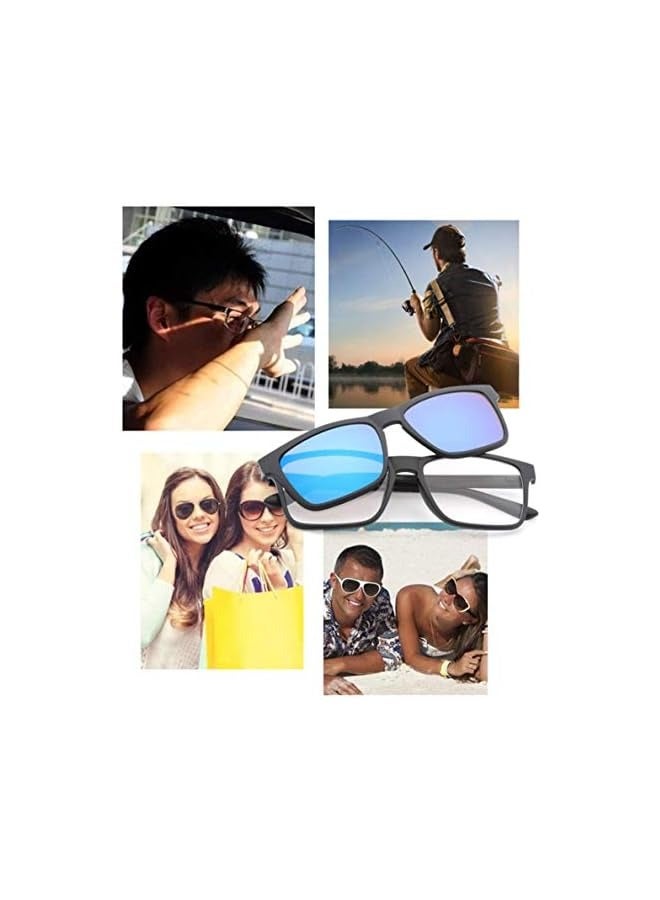 بروماس نظارات مغناطيسية 5 في 1، 5 قطع من النظارات الشمسية المستقطبة ذات الإطار البلاستيكي للقيادة الليلية - Image 4