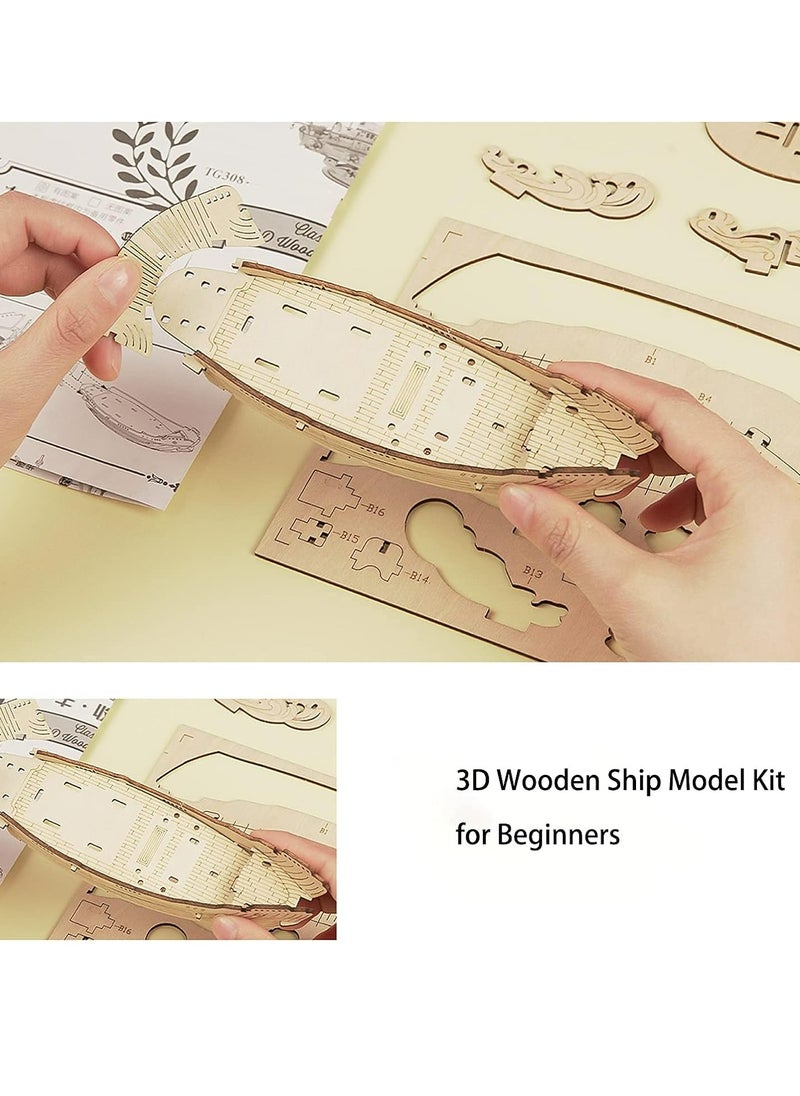 Robotime Rolife Fishing Ship Model 3D Wooden Puzzle TG308, 3D Wooden Puzzles for Adults/Teens, Creative Home Decor, Unique Gift for Craft Hobby Adults/Teens  - Image 3
