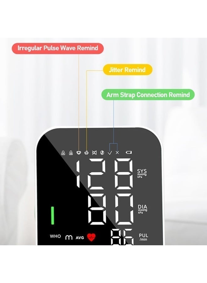 HUMJO Large LCD Blood Pressure Monitor with Voice Broadcast and Display Background Light,Home Use Full-Automatic Upper Arm Electronic BP Machine One-Click Use,2 people Memory Function - Image 5