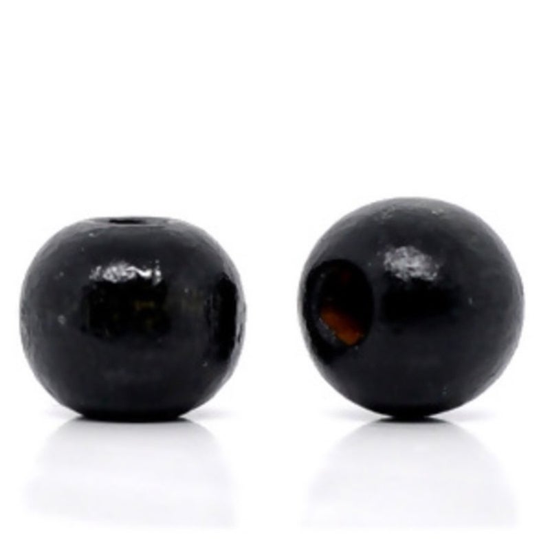 Craft Making Shop Round Wood Beads 10mm x 9mm Diameter with 3mm Hole, Black, 600 - Image 5