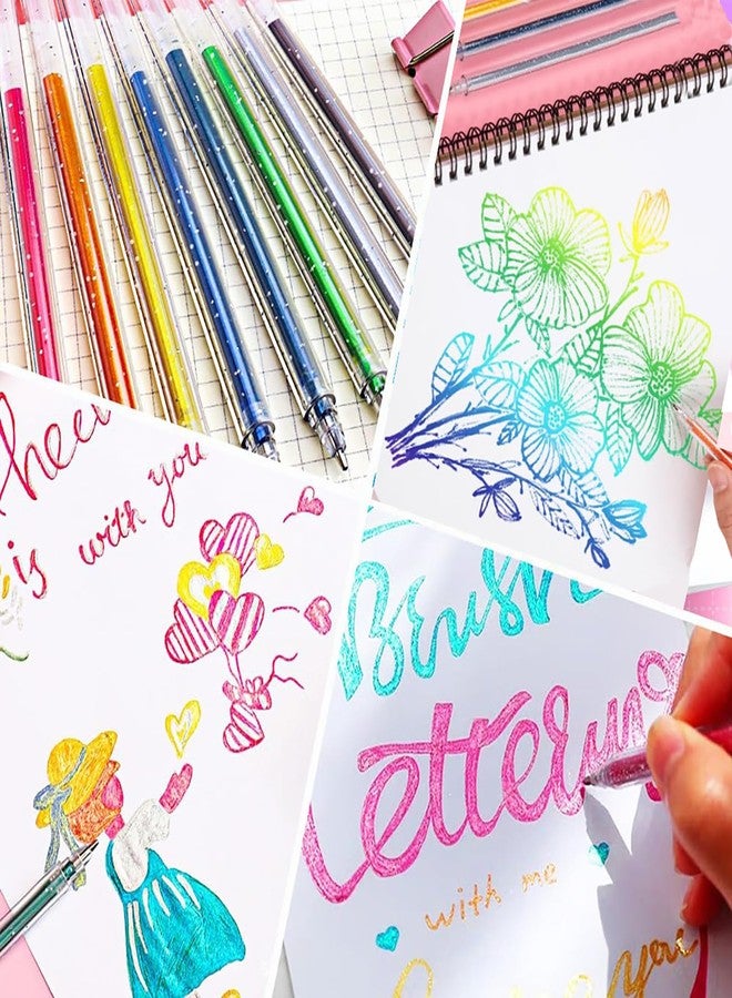 TIUSUTA Glitter Gel Pen Set 2026 - 18 Color Neon & Rainbow Gel Markers for Adult Coloring Books, Drawing, Scrapbooking, and Art Projects - Premium Quality, Smooth, Non-Smearing, Vibrant Colored Gel Pens - Image 5