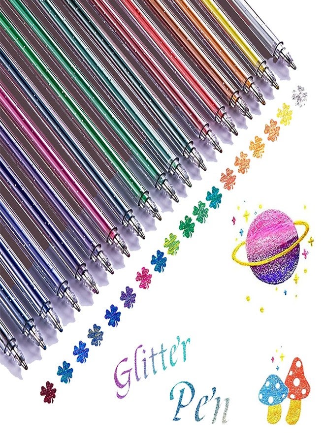 TIUSUTA Glitter Gel Pen Set 2026 - 18 Color Neon & Rainbow Gel Markers for Adult Coloring Books, Drawing, Scrapbooking, and Art Projects - Premium Quality, Smooth, Non-Smearing, Vibrant Colored Gel Pens - Image 2