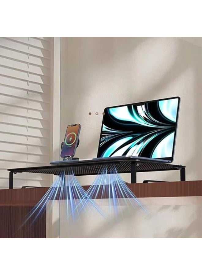 حامل لاب توب ورائحة تبريد بتصميم مجوف ونمط نجوم (46 × 27.5 × 7 سم) – رافع سطح المكتب لتبديد الحرارة وتنظيم مساحة العمل - Image 1