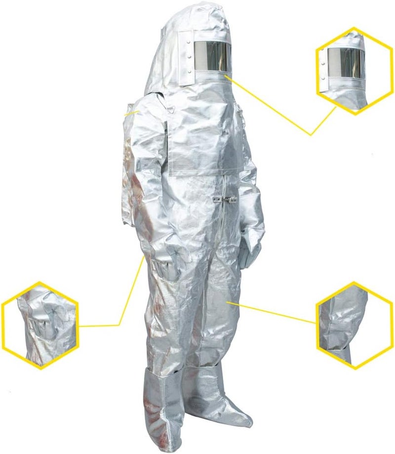 cheekyglo Heat Resistant Suit Anti Thermal Radiation Suit 10001200 degree Fireproof flameproof Coveralls Composite Aluminium Foil Firefighter Uniform(XXL)XXLarge - Image 1