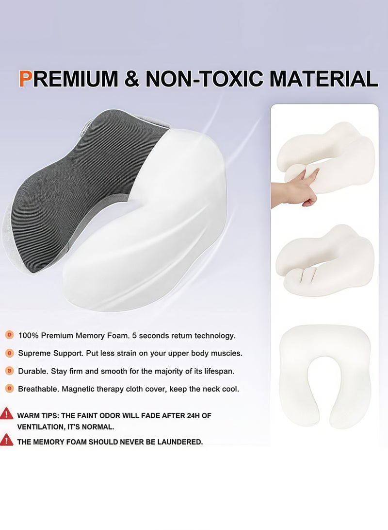 HQ-GAMING Travel Pillow 100% Memory Foam Pillow, Neck Pillow for Airplane, Neck & Head Support Pillow for Sleeping Rest & Car, Travel Pillows Kit with Storage Bag, Hidden Hoody (Grey) - Image 4