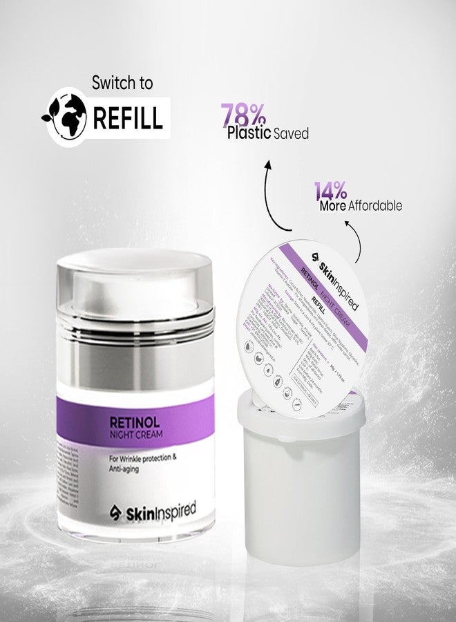 SkinInspired Retinol Night Cream + Refill Combo | 0.1% Retinol & Hyaluronic Acid | Anti-Wrinkle Cream for Women | Night Cream For Women & Men Glowing Skin | For Normal to Dry Skin - Image 5