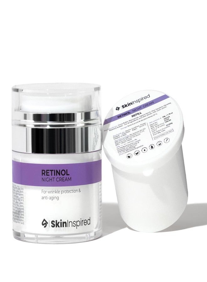 SkinInspired Retinol Night Cream + Refill Combo | 0.1% Retinol & Hyaluronic Acid | Anti-Wrinkle Cream for Women | Night Cream For Women & Men Glowing Skin | For Normal to Dry Skin - Image 1